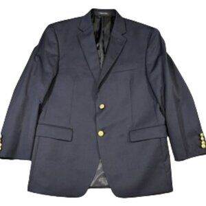 Lauren Ralph Lauren 100% Wool Navy Blue Blazer w/ Gold Buttons 42R